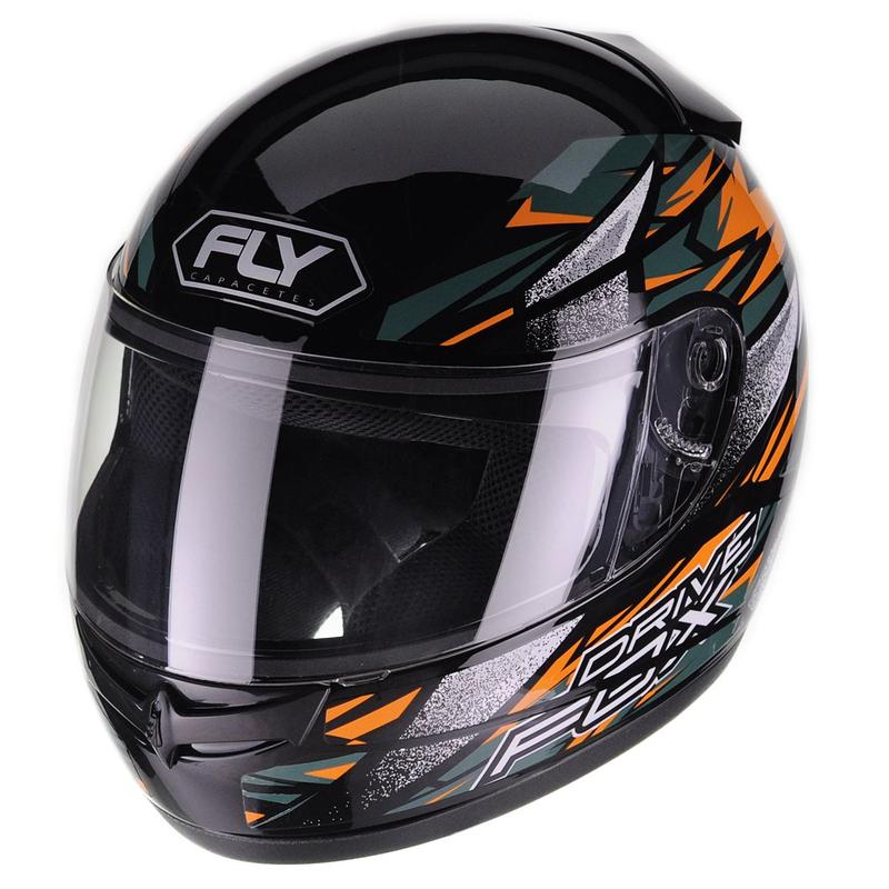 Capacete Fly Drive Hg Fox Preto Fosco com Laranja 56 - Capacete de